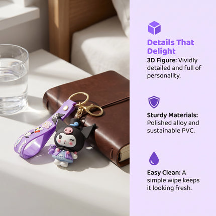 Eastcoco Purple Kuromi keychain---Cute gifts for yourself, your best friend, family, friends, or your niece