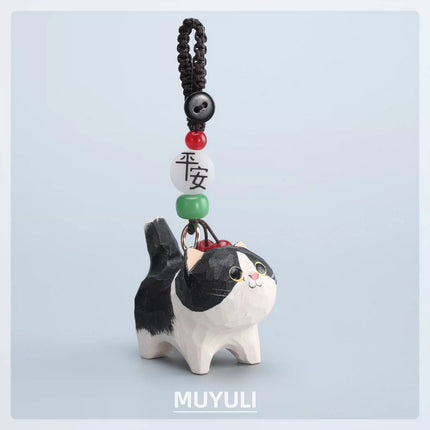 Eastcoco Handmade wooden kitten keychain
