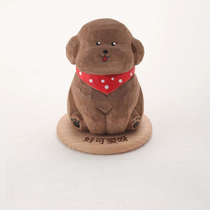 Eastcoco  puppy with scarf Handmade wood carving