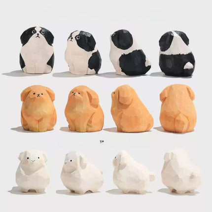 Eastcoco  Multicolored puppies Handmade wood carving