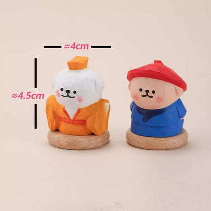Eastcoco  The little dog with a red hat Handmade wood carving