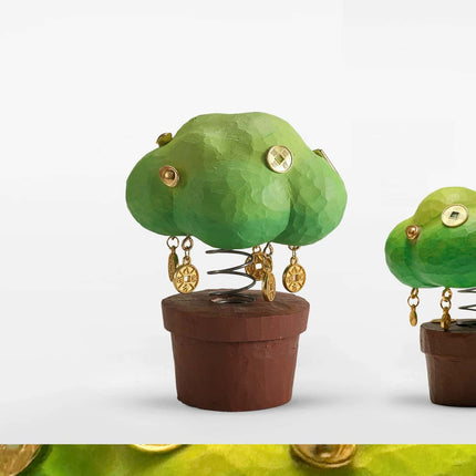 Eastcoco  Small potted plants Handmade wood carving