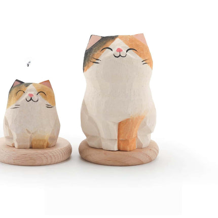 Eastcoco Big and Little Kittens Handmade wood carving
