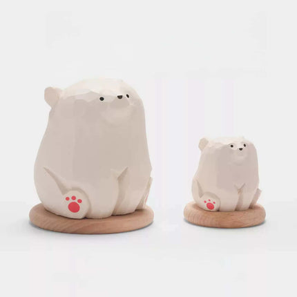 Eastcoco  Polar Bear Family Handmade wood carving