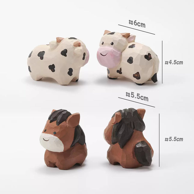 Eastcoco  Cow and Pony Handmade wood carving