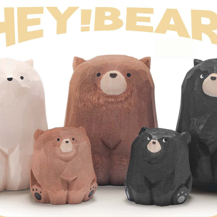 Eastcoco  Polar Bear Family Handmade wood carving