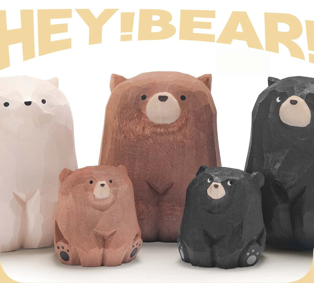 Eastcoco  Polar Bear Family Handmade wood carving