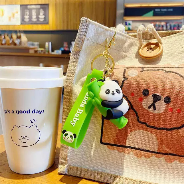 Eastcoco Red panda eating bamboo keychain