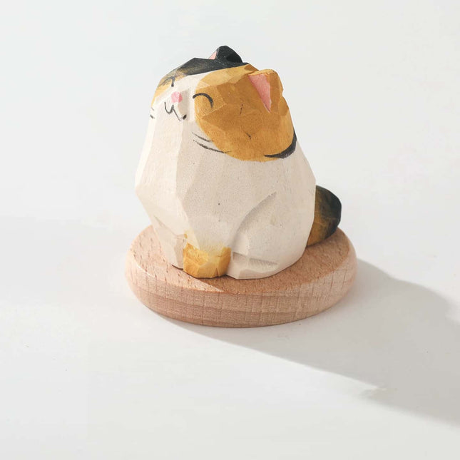 Eastcoco Big and Little Kittens Handmade wood carving