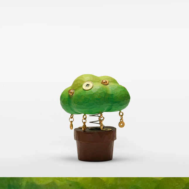 Eastcoco  Small potted plants Handmade wood carving