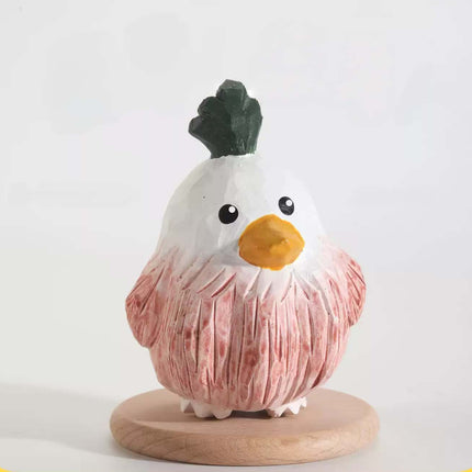 Eastcoco  Pink Chick Handmade wood carving