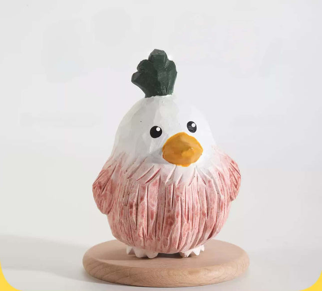 Eastcoco  Pink Chick Handmade wood carving
