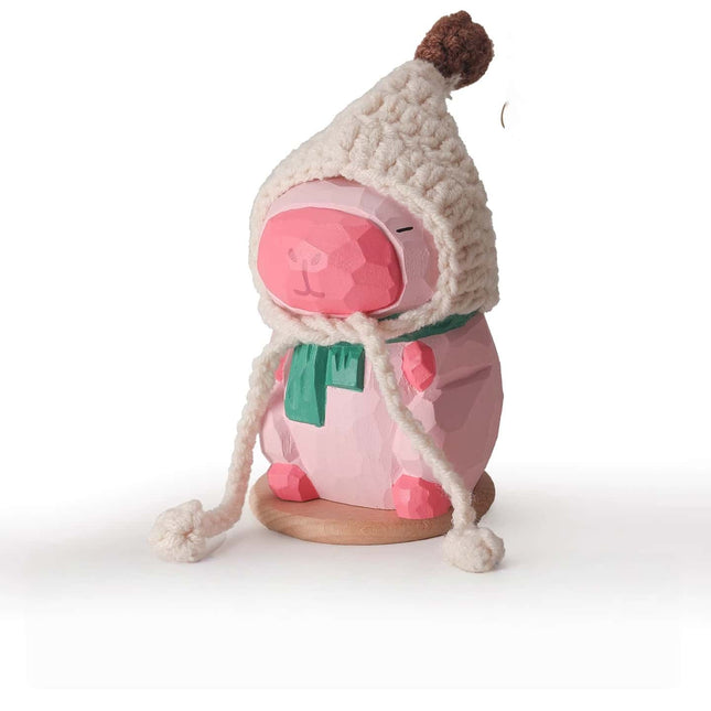 Eastcoco  Pink Capybara Handmade wood carving