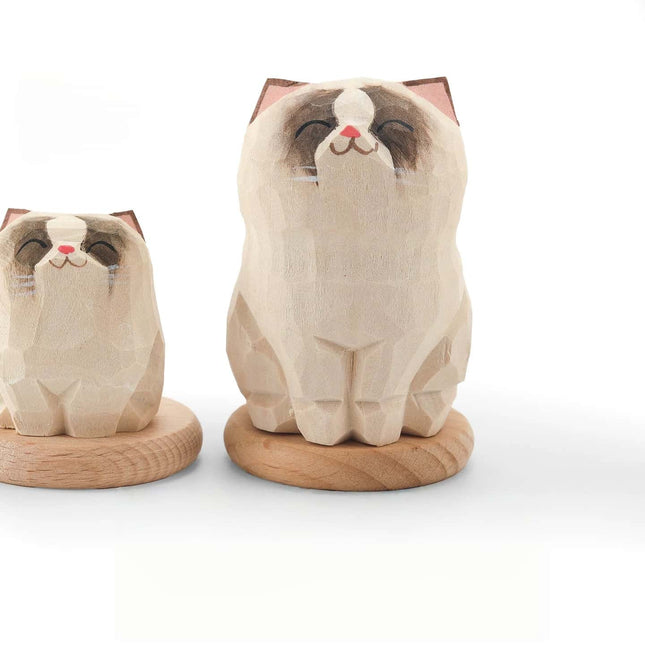 Eastcoco Big and Little Kittens Handmade wood carving