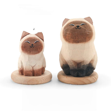 Eastcoco Big and Little Kittens Handmade wood carving