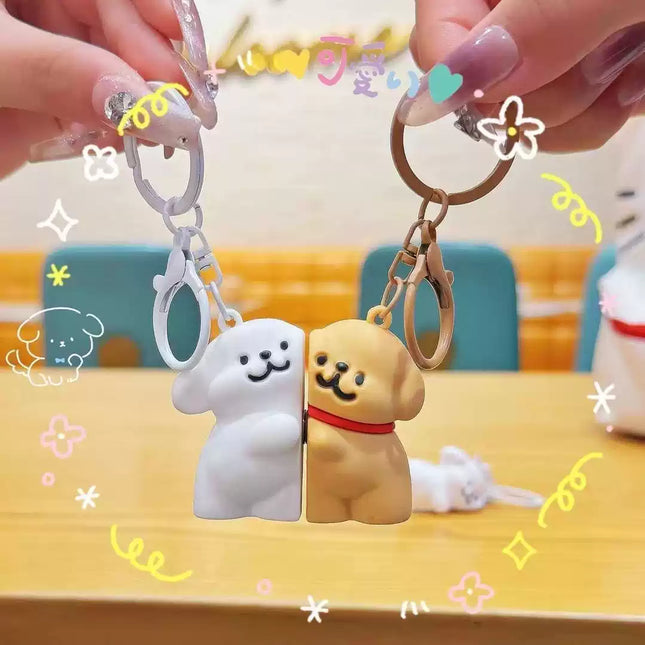 Eastcoco Magnetic puppy couple keychain