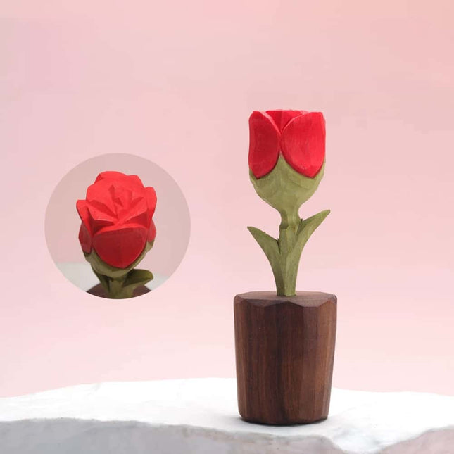Eastcoco  Wooden Rose Handmade wood carving