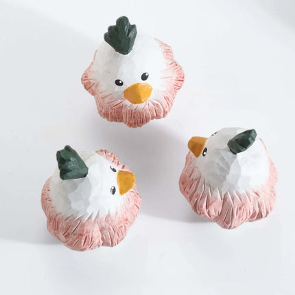 Eastcoco  Pink Chick Handmade wood carving