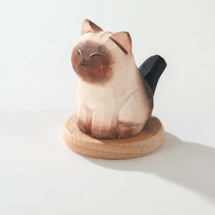 Eastcoco Big and Little Kittens Handmade wood carving