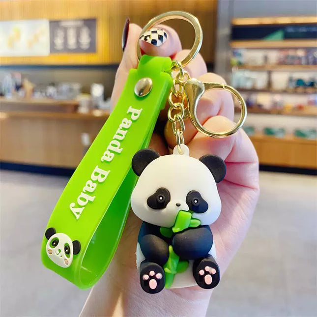 Eastcoco Red panda eating bamboo keychain