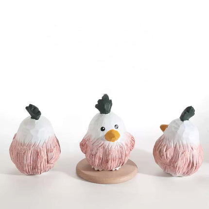 Eastcoco  Pink Chick Handmade wood carving