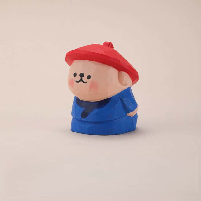 Eastcoco  The little dog with a red hat Handmade wood carving