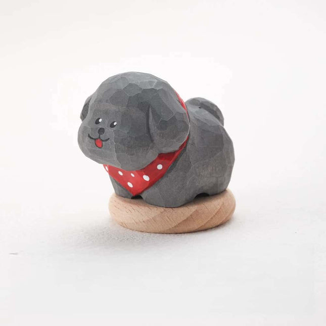 Eastcoco  puppy with scarf Handmade wood carving