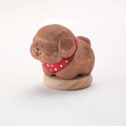 Eastcoco  puppy with scarf Handmade wood carving