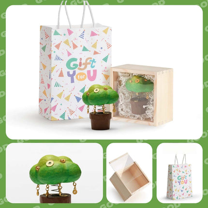 Eastcoco  Small potted plants Handmade wood carving