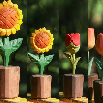 Eastcoco  Wooden Rose Handmade wood carving