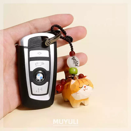 Eastcoco Handmade wooden kitten keychain