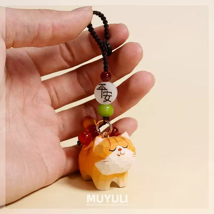 Eastcoco Handmade wooden kitten keychain