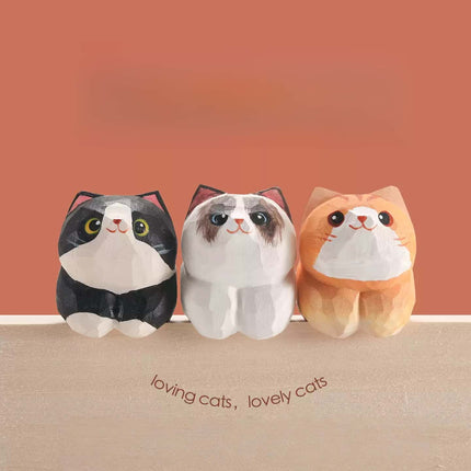 Eastcoco  Calm Cat Handmade wood carving
