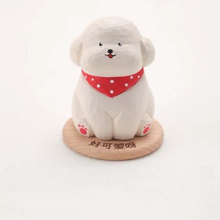Eastcoco  puppy with scarf Handmade wood carving