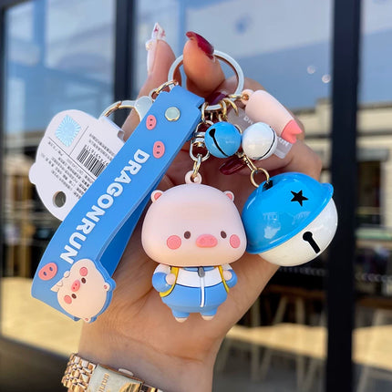 Eastcoco Pink pig couple keychain