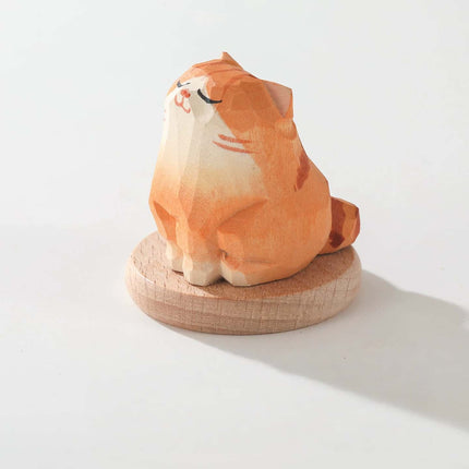 Eastcoco Big and Little Kittens Handmade wood carving