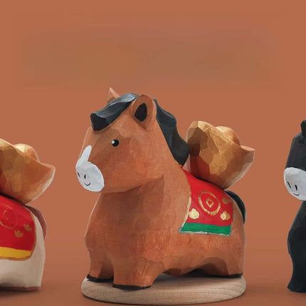 Eastcoco  Cute little pony Handmade wood carving