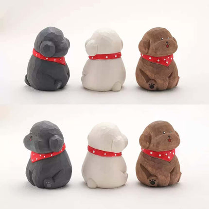 Eastcoco  puppy with scarf Handmade wood carving