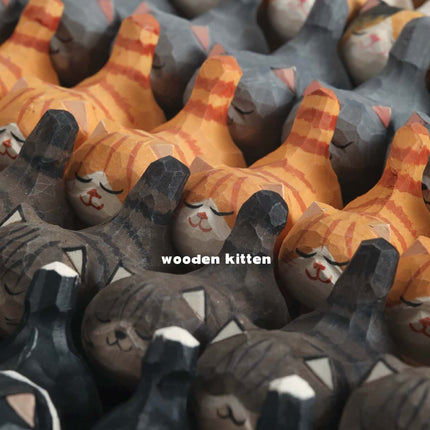 Eastcoco  Super cute kitten Handmade wood carving
