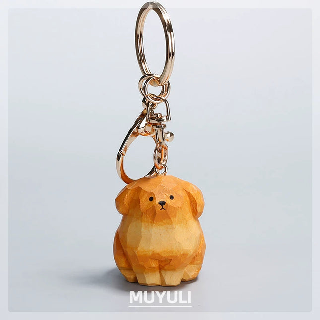 Eastcoco Cute wooden puppy keychain