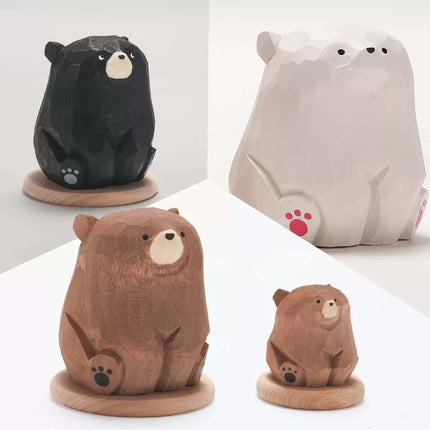 Eastcoco  Polar Bear Family Handmade wood carving