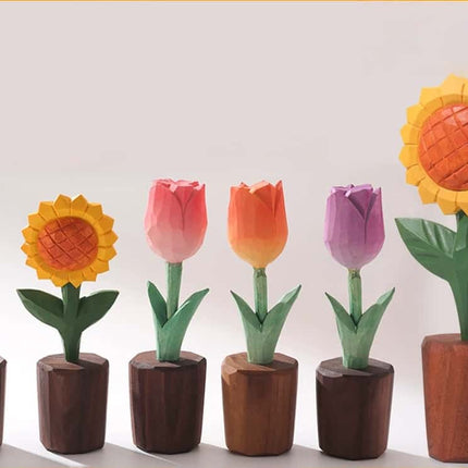 Eastcoco  Wooden Rose Handmade wood carving