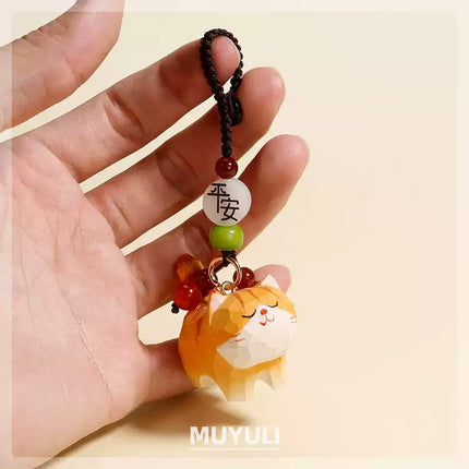 Eastcoco Handmade wooden kitten keychain