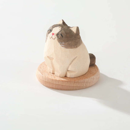 Eastcoco Big and Little Kittens Handmade wood carving