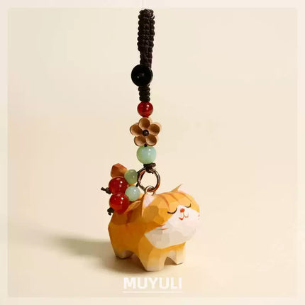 Eastcoco Handmade wooden kitten keychain
