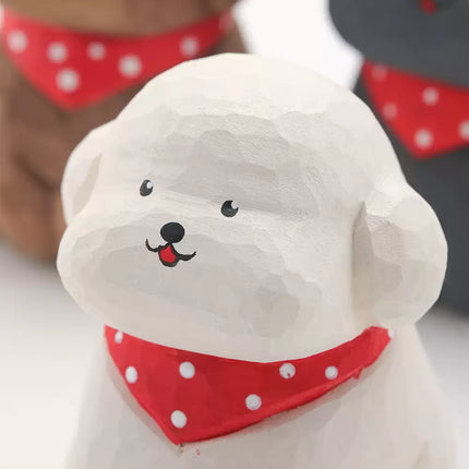 Eastcoco  puppy with scarf Handmade wood carving