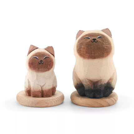 Eastcoco Big and Little Kittens Handmade wood carving