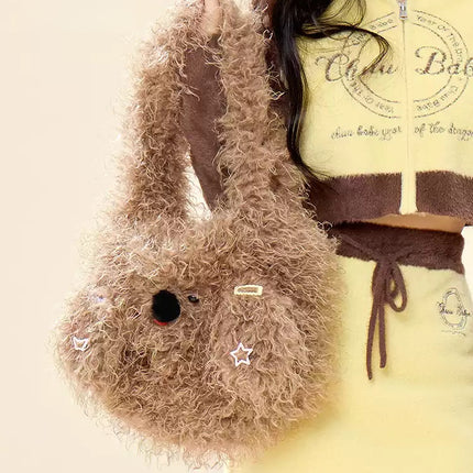 Eastcoco Angry Puppy Plush Bag - Girls Autumn and Winter Cartoon