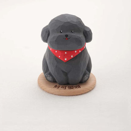 Eastcoco  puppy with scarf Handmade wood carving