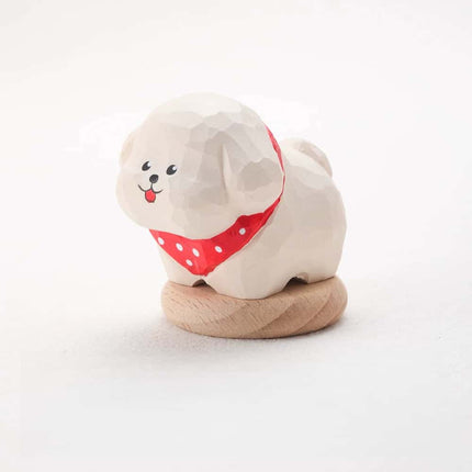 Eastcoco  puppy with scarf Handmade wood carving